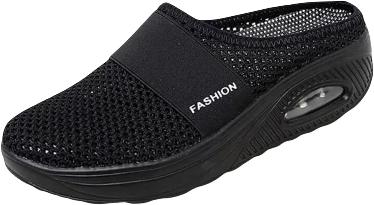 Orthopedic Sandals for Women Summer Arch Support Slippers Mesh Air Cushion Slip On Walking Sandals, Comfortable Diabetic Slippers with Arch Support Comfort Wear Orthowear Shoes