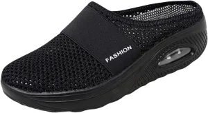 Orthopedic Sandals for Women Summer Arch Support Slippers Mesh Air Cushion Slip On Walking Sandals, Comfortable Diabetic Slippers with Arch Support Comfort Wear Orthowear Shoes
