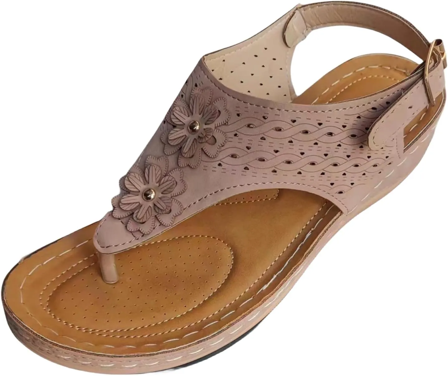 Orthopedic Wedge Sandals Women with Arch Support Buckle Ankle Strap Slip On Flip Flops Casual Summer Comfort Walking Beach Vacation Shoes