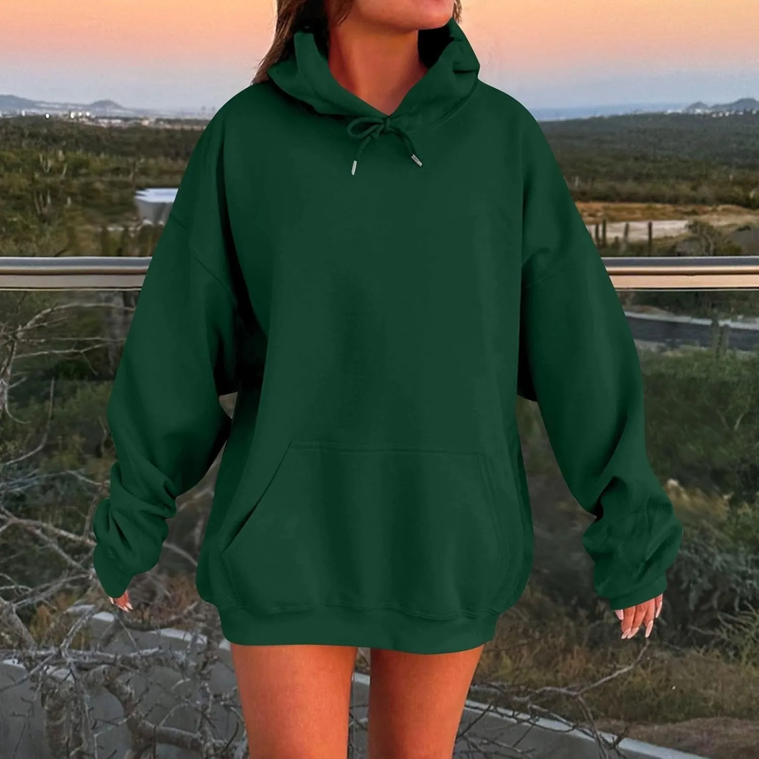Oversized Hoodies for Women Winter Cute Drawstring Sweatshirts Pullover 2024 Fashion Solid Tops Trendy Casual Outfits
