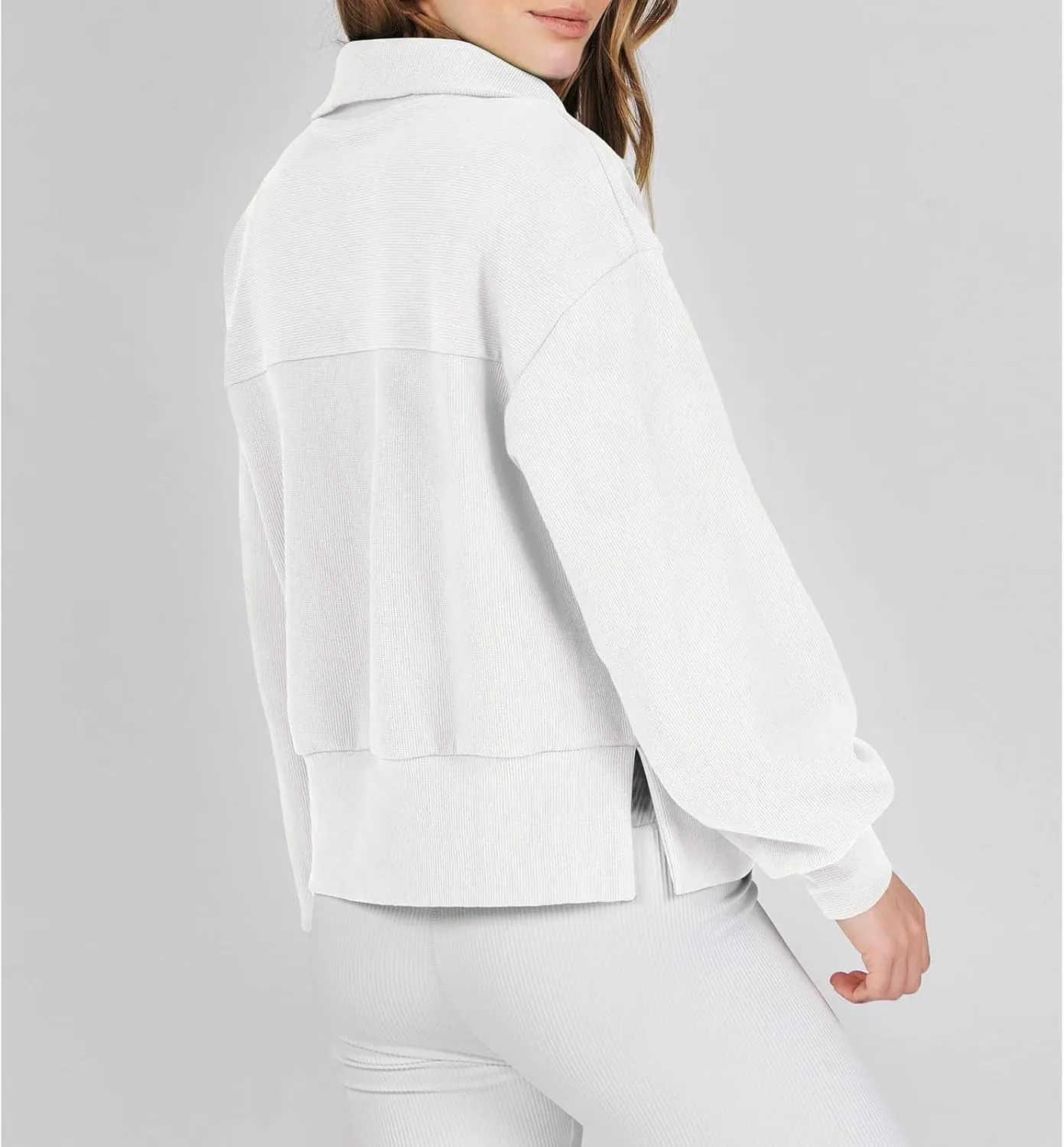 Oversized Sweatshirt for Women Half Zip Up Hoodies Long Sleeve Quarter Zipper Pullover Fall Y2k Tops 2024