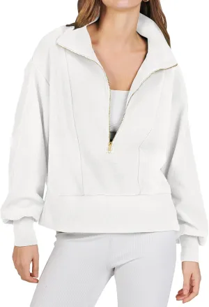 Oversized Sweatshirt for Women Half Zip Up Hoodies Long Sleeve Quarter Zipper Pullover Fall Y2k Tops 2024
