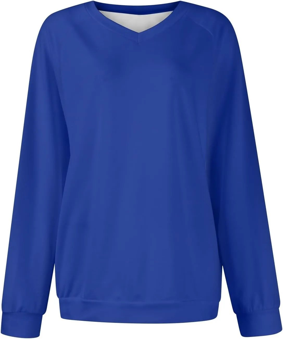 Oversized V Neck Sweatshirt Women Plus Size Plain Pullover Sweatshirts Cute Teen Long Sleeve Sweat Shirts Y2k Tops