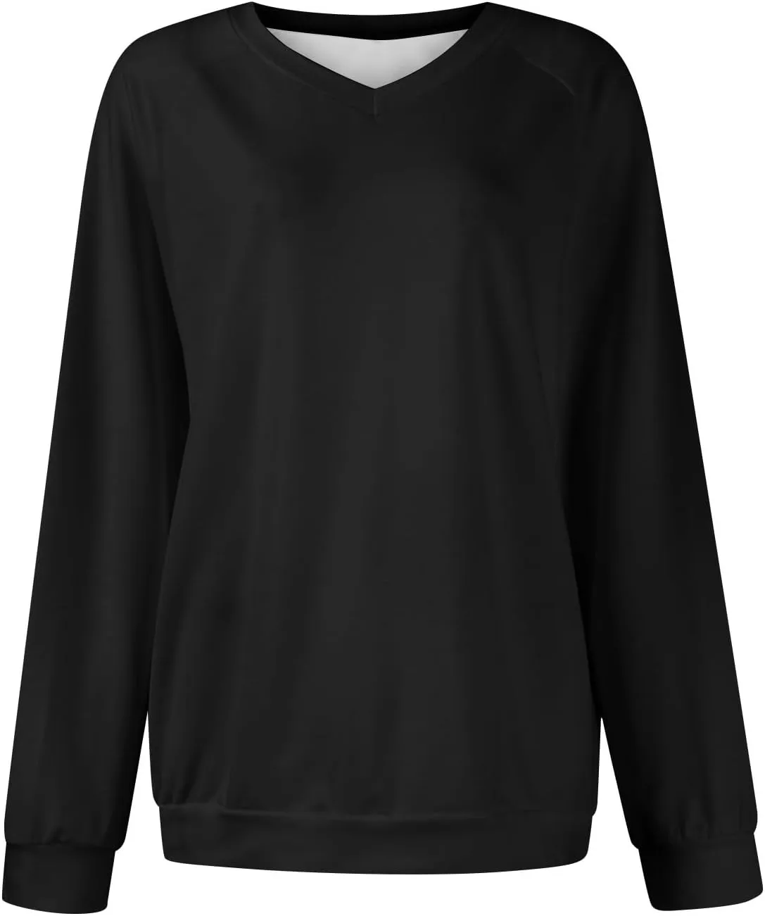 Oversized V Neck Sweatshirt Women Plus Size Plain Pullover Sweatshirts Cute Teen Long Sleeve Sweat Shirts Y2k Tops