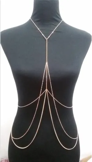 Party Body Chains Body Chain - Fashion Women Gold Colour Chains Unique Design Sexy Bikini Chains Jewelry for Wedding Beach Body Accessories Body Jewelry