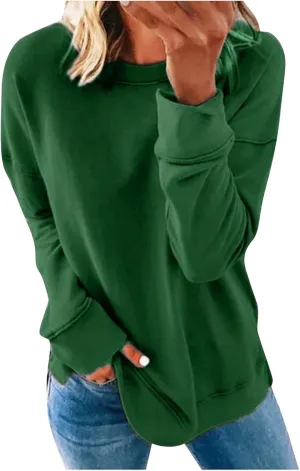 Past Orders Placed by Me on Amazon 2023,Top Women Loose Woman's Casual Fashion Long Sleeve Solid Color Round Collar Hoodie Lightweight Oversized (#1-Green, S)