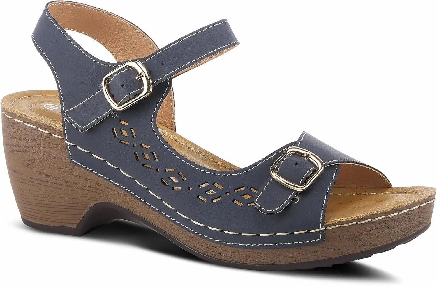 PATRIZIA Spring Step Shantay Wedge Sandals for Women - Ladies Sandals with ankle strap buckle closures - Womens Casuals Sandals for Outdoor