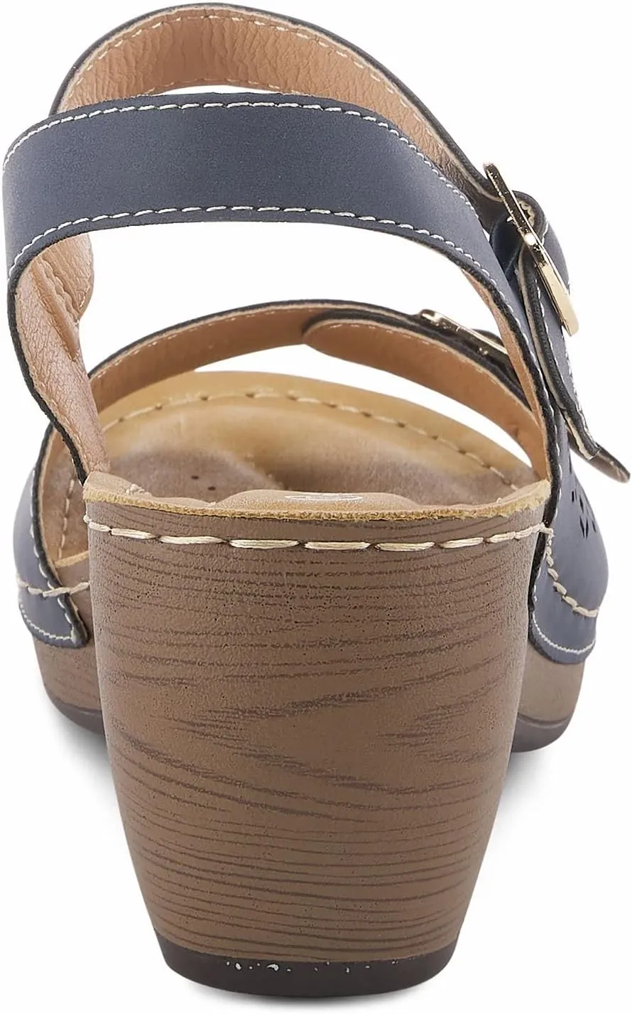 PATRIZIA Spring Step Shantay Wedge Sandals for Women - Ladies Sandals with ankle strap buckle closures - Womens Casuals Sandals for Outdoor
