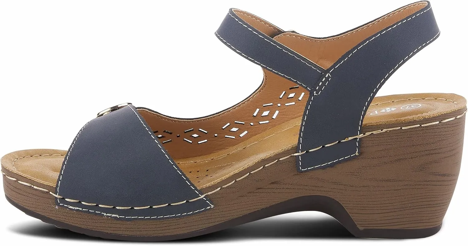 PATRIZIA Spring Step Shantay Wedge Sandals for Women - Ladies Sandals with ankle strap buckle closures - Womens Casuals Sandals for Outdoor