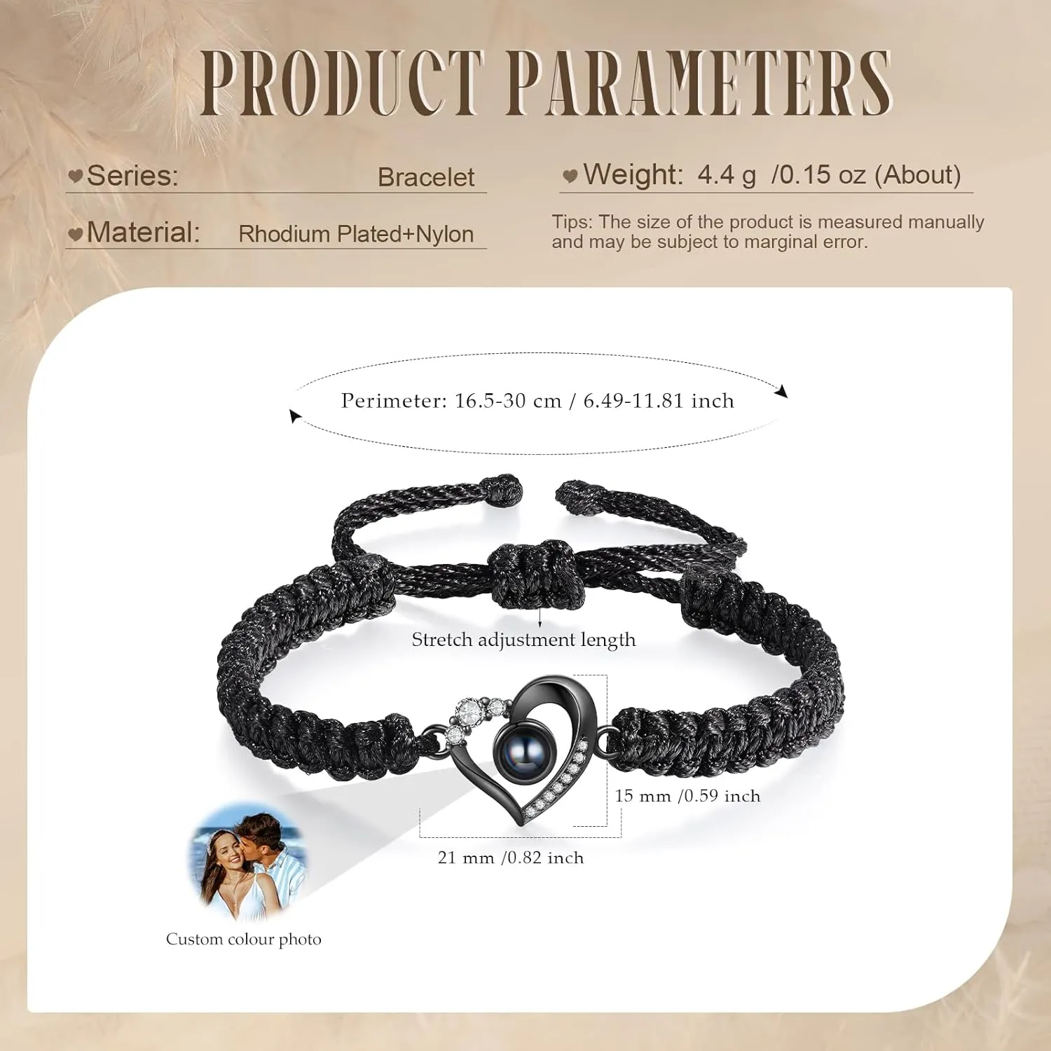 Personalized Photo Bracelets for Men Women, Custom Bracelets with Picture Inside, Projection Picture Bracelet, Memorial Gifts for Anniversary Birthday