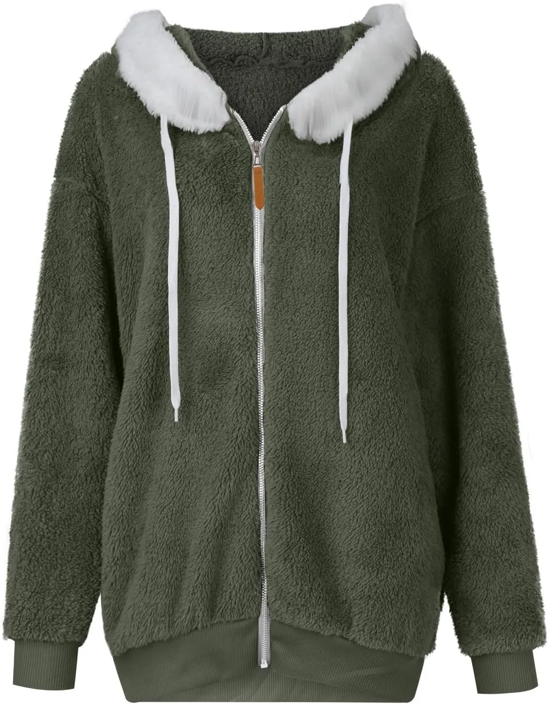 PETYCZEN Winter Jackets for Women Warm Fuzzy Sherpa Lined Plus Size Coats Casual Long Sleeve Zip Up Fleece Jacket Outerwear