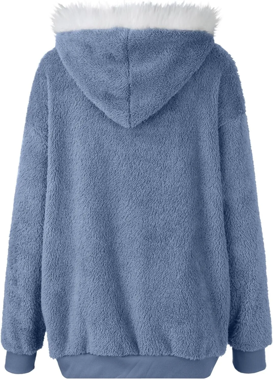 PETYCZEN Winter Jackets for Women Warm Fuzzy Sherpa Lined Plus Size Coats Casual Long Sleeve Zip Up Fleece Jacket Outerwear