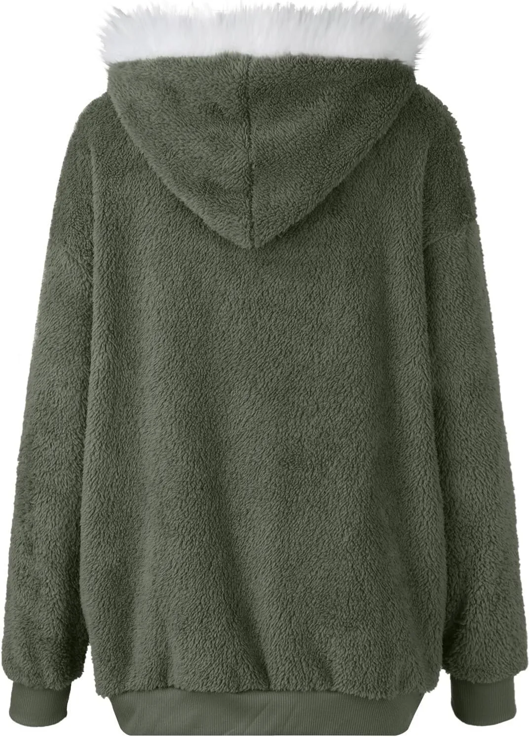 PETYCZEN Winter Jackets for Women Warm Fuzzy Sherpa Lined Plus Size Coats Casual Long Sleeve Zip Up Fleece Jacket Outerwear