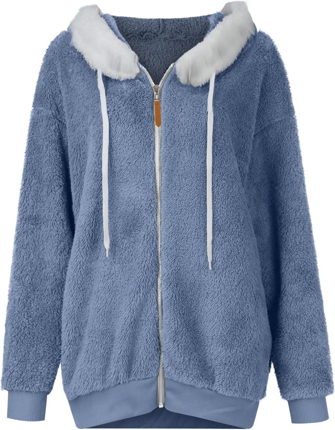PETYCZEN Winter Jackets for Women Warm Fuzzy Sherpa Lined Plus Size Coats Casual Long Sleeve Zip Up Fleece Jacket Outerwear