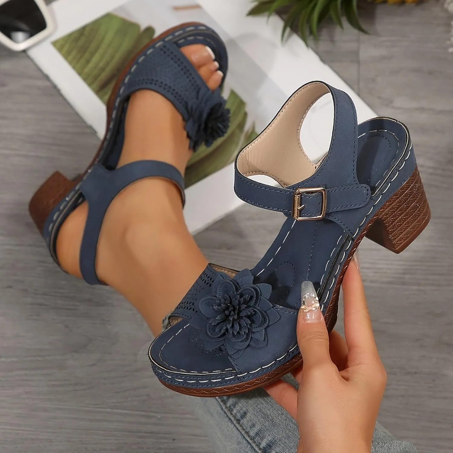 Platform Wedge Sandals for Women Dressy Summer 2025 Ankle Strap Wedges Casual Hollow Out Open Toe Low Heel Comfortable Office Sandal Breathable Dress Shoes