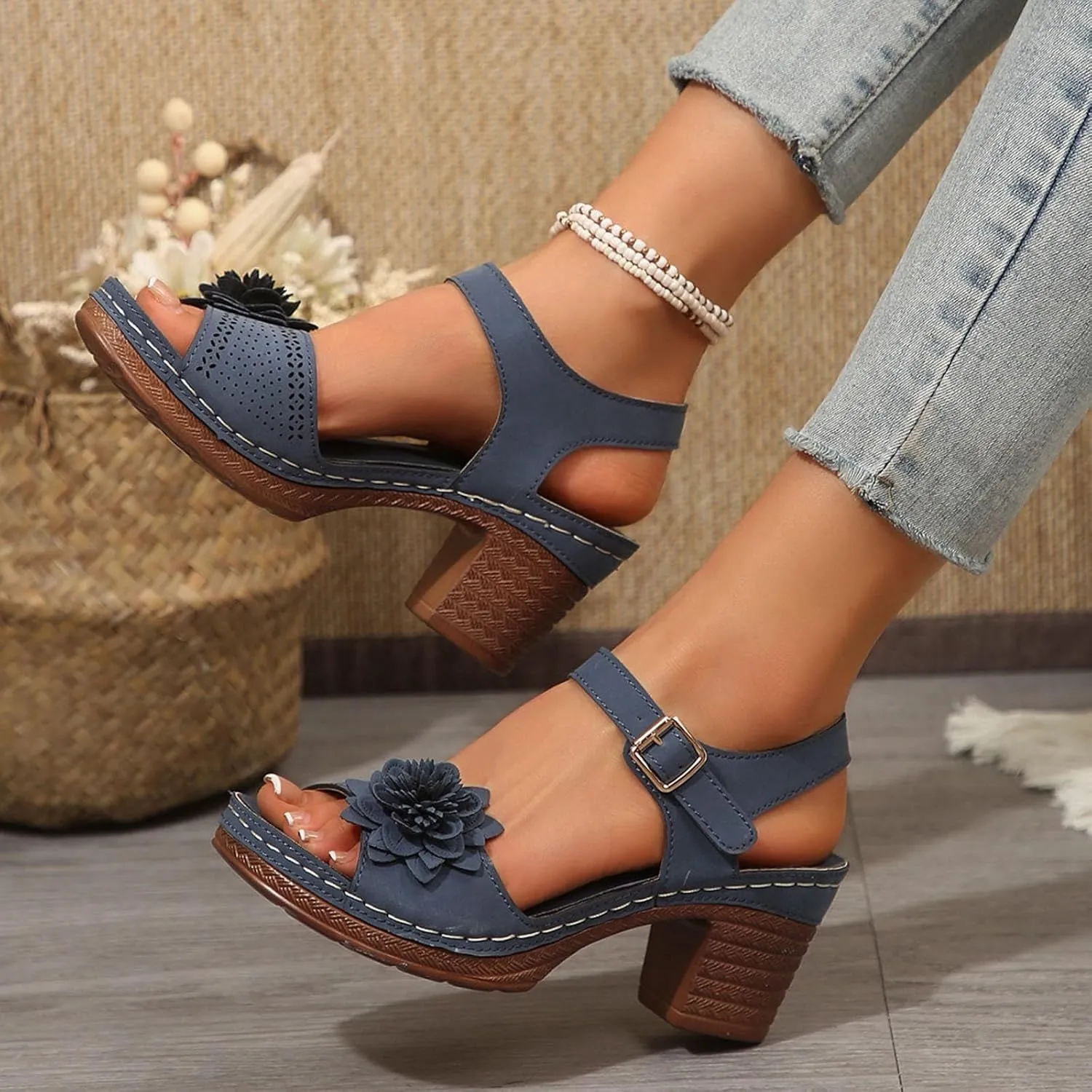 Platform Wedge Sandals for Women Dressy Summer 2025 Ankle Strap Wedges Casual Hollow Out Open Toe Low Heel Comfortable Office Sandal Breathable Dress Shoes