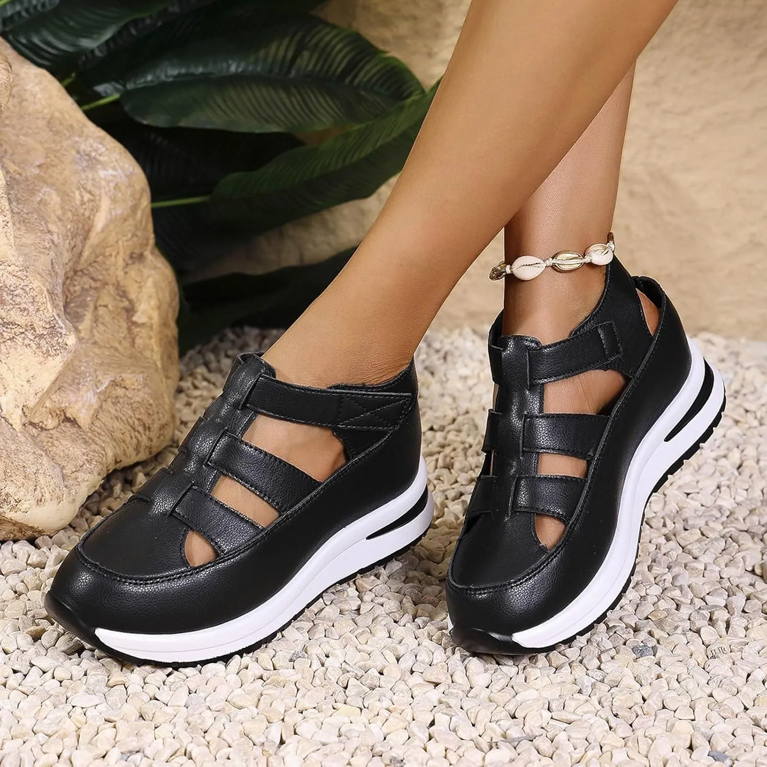 Platform Wedge Sandals for Women Hollow Out Breathable Sandal Closed Toe Sandals Casual Stylish Sandal 2025