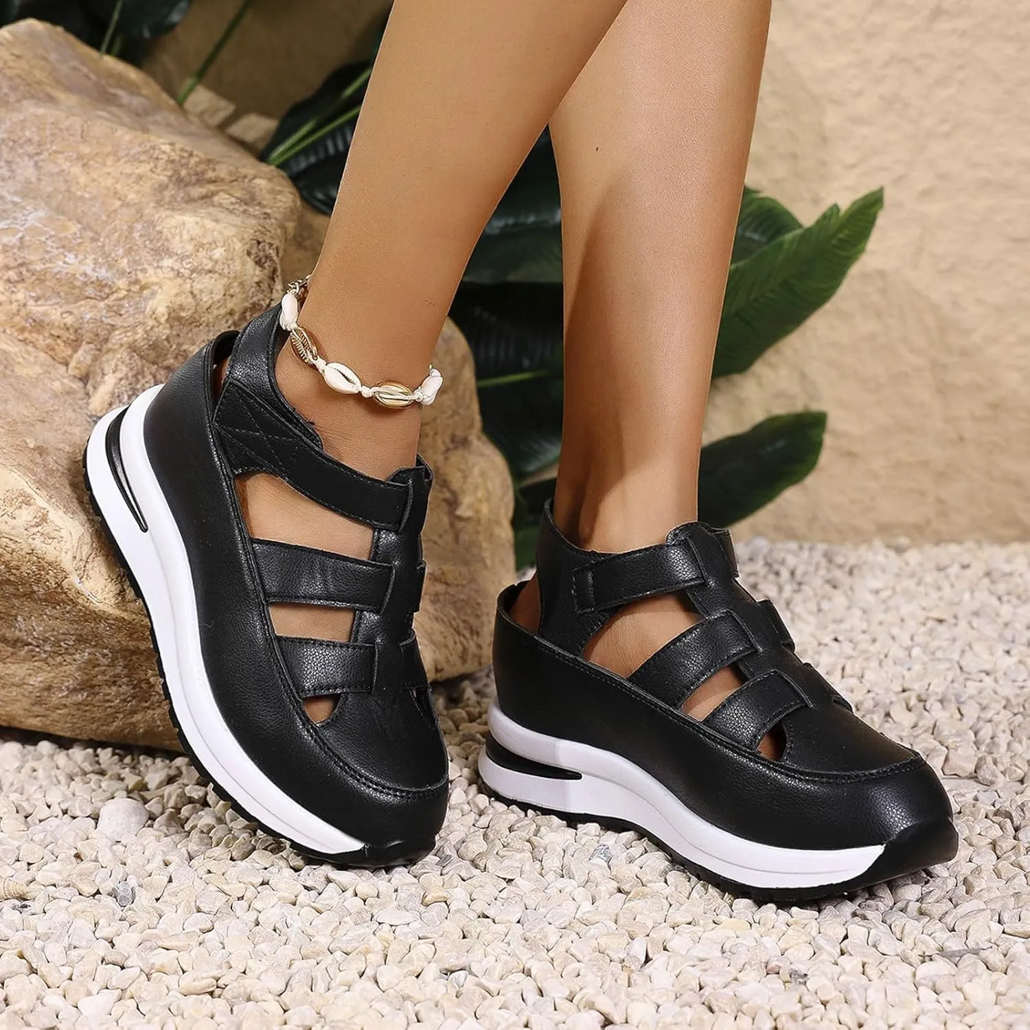 Platform Wedge Sandals for Women Hollow Out Breathable Sandal Closed Toe Sandals Casual Stylish Sandal 2025
