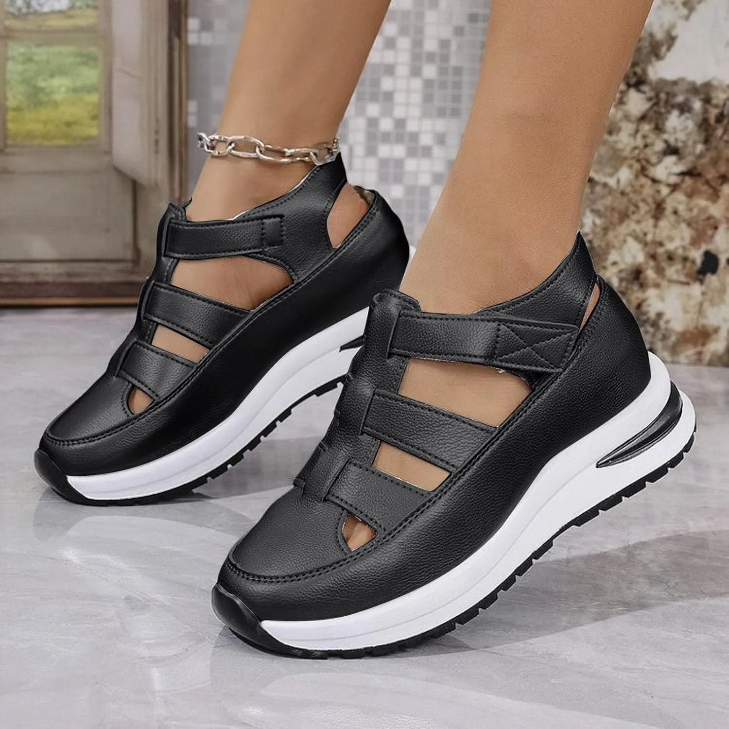 Platform Wedge Sandals for Women Hollow Out Breathable Sandal Closed Toe Sandals Casual Stylish Sandal 2025