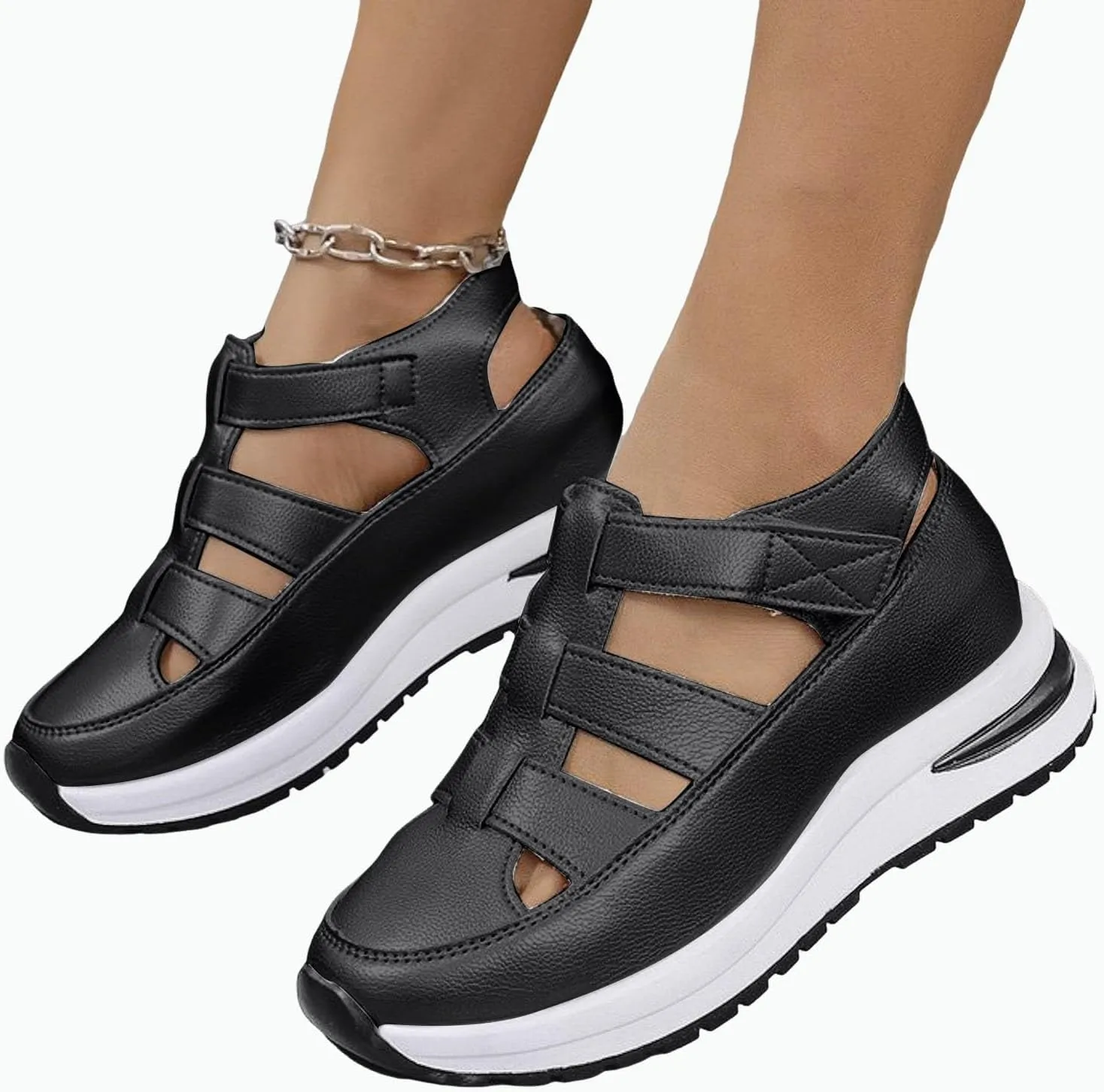 Platform Wedge Sandals for Women Hollow Out Breathable Sandal Closed Toe Sandals Casual Stylish Sandal 2025