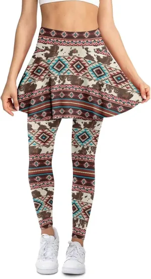 Poceacles Skirted Leggings for Women Skirted Yoga Leggings High Waisted Tennis Skirts with Leggings Yoga Running Golf Skirts