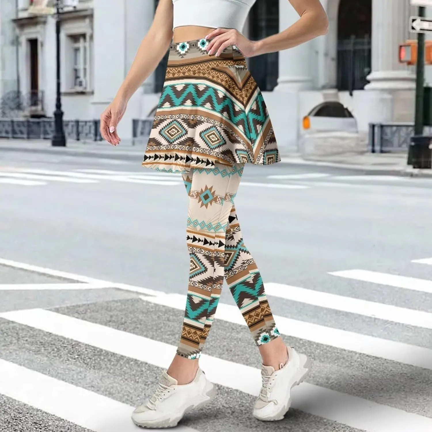 Poceacles Skirted Leggings for Women Skirted Yoga Leggings High Waisted Tennis Skirts with Leggings Yoga Running Golf Skirts