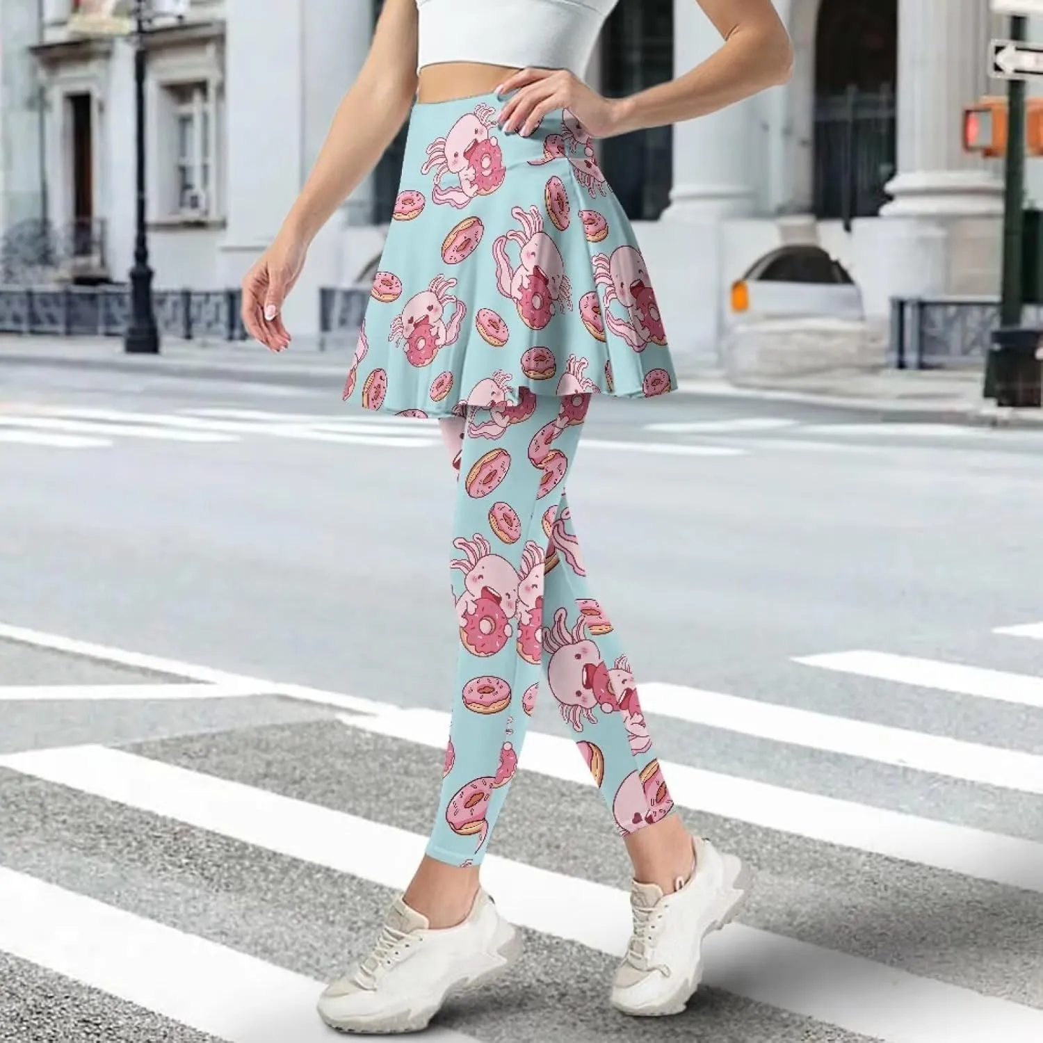 Poceacles Skirted Leggings for Women Skirted Yoga Leggings High Waisted Tennis Skirts with Leggings Yoga Running Golf Skirts