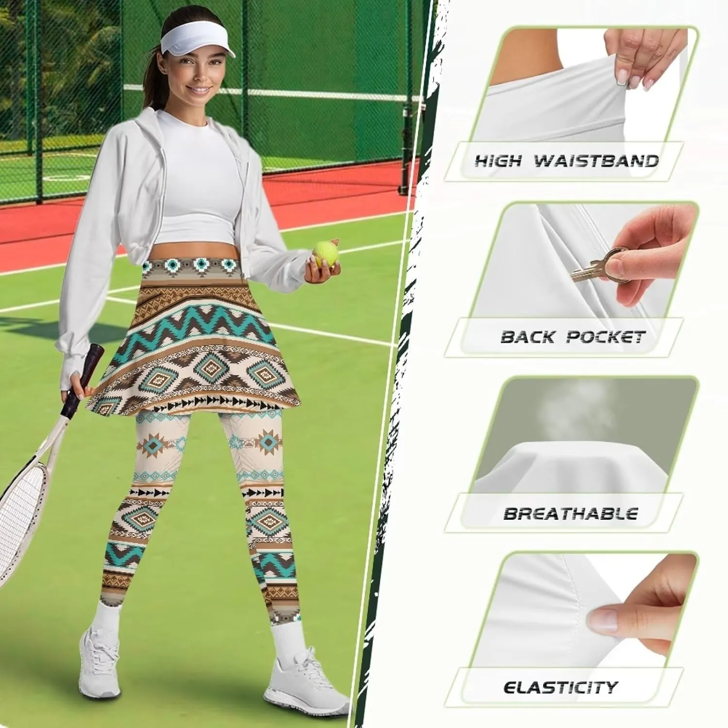 Poceacles Skirted Leggings for Women Skirted Yoga Leggings High Waisted Tennis Skirts with Leggings Yoga Running Golf Skirts