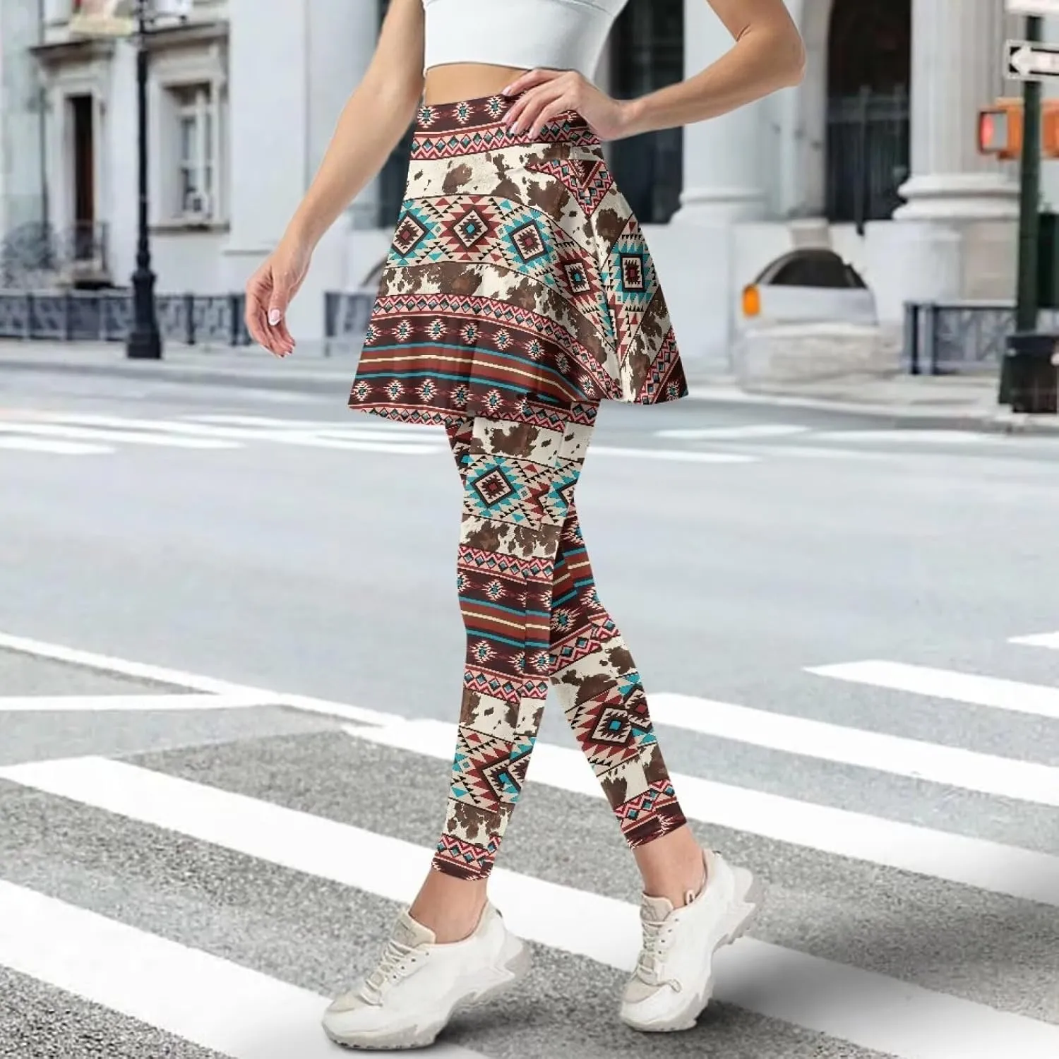 Poceacles Skirted Leggings for Women Skirted Yoga Leggings High Waisted Tennis Skirts with Leggings Yoga Running Golf Skirts