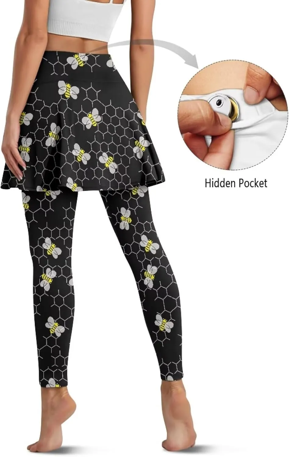Poceacles Skirted Leggings for Women Skirted Yoga Leggings High Waisted Tennis Skirts with Leggings Yoga Running Golf Skirts
