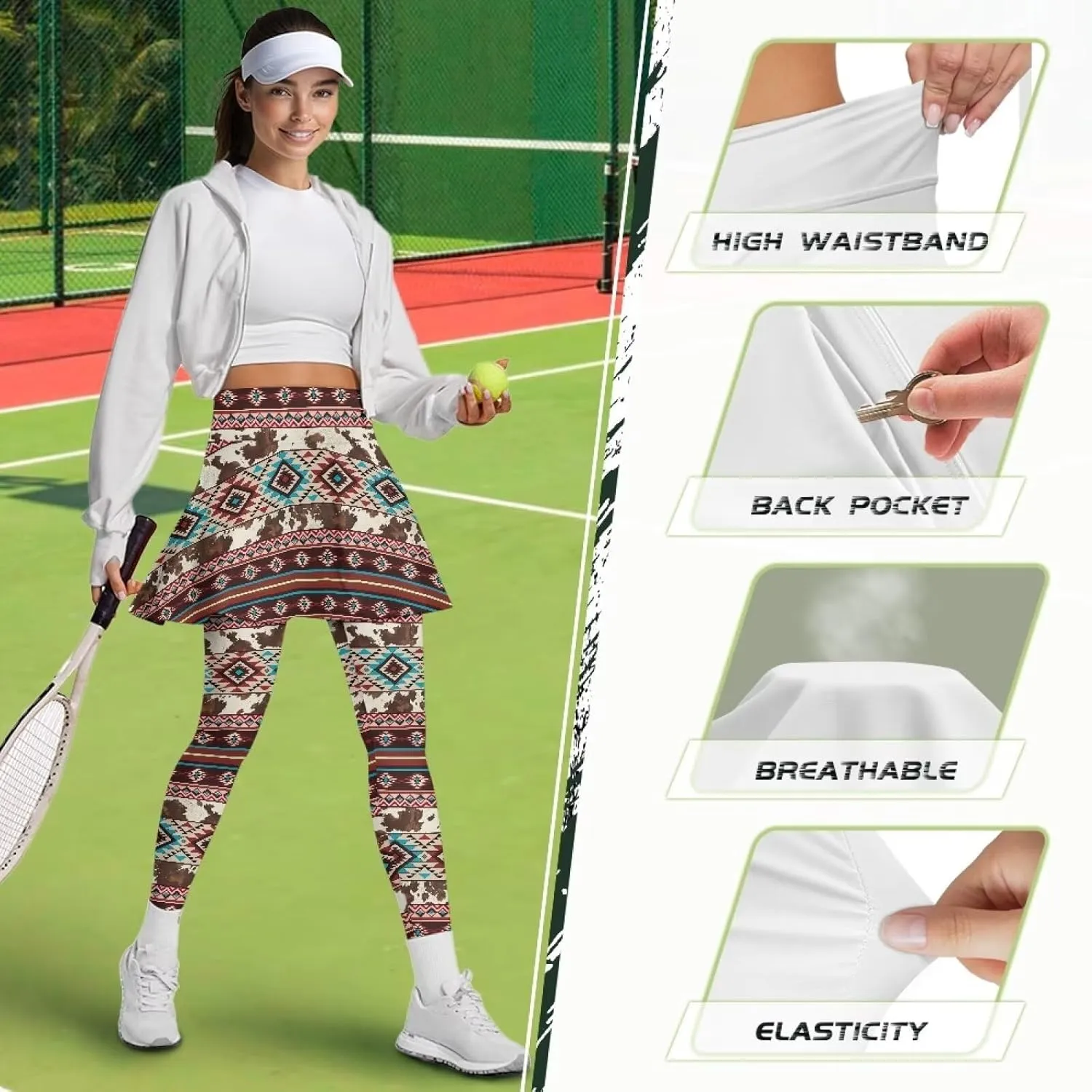 Poceacles Skirted Leggings for Women Skirted Yoga Leggings High Waisted Tennis Skirts with Leggings Yoga Running Golf Skirts