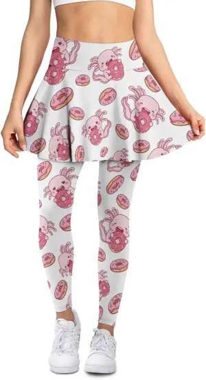 Poceacles Skirted Leggings for Women Skirted Yoga Leggings High Waisted Tennis Skirts with Leggings Yoga Running Golf Skirts