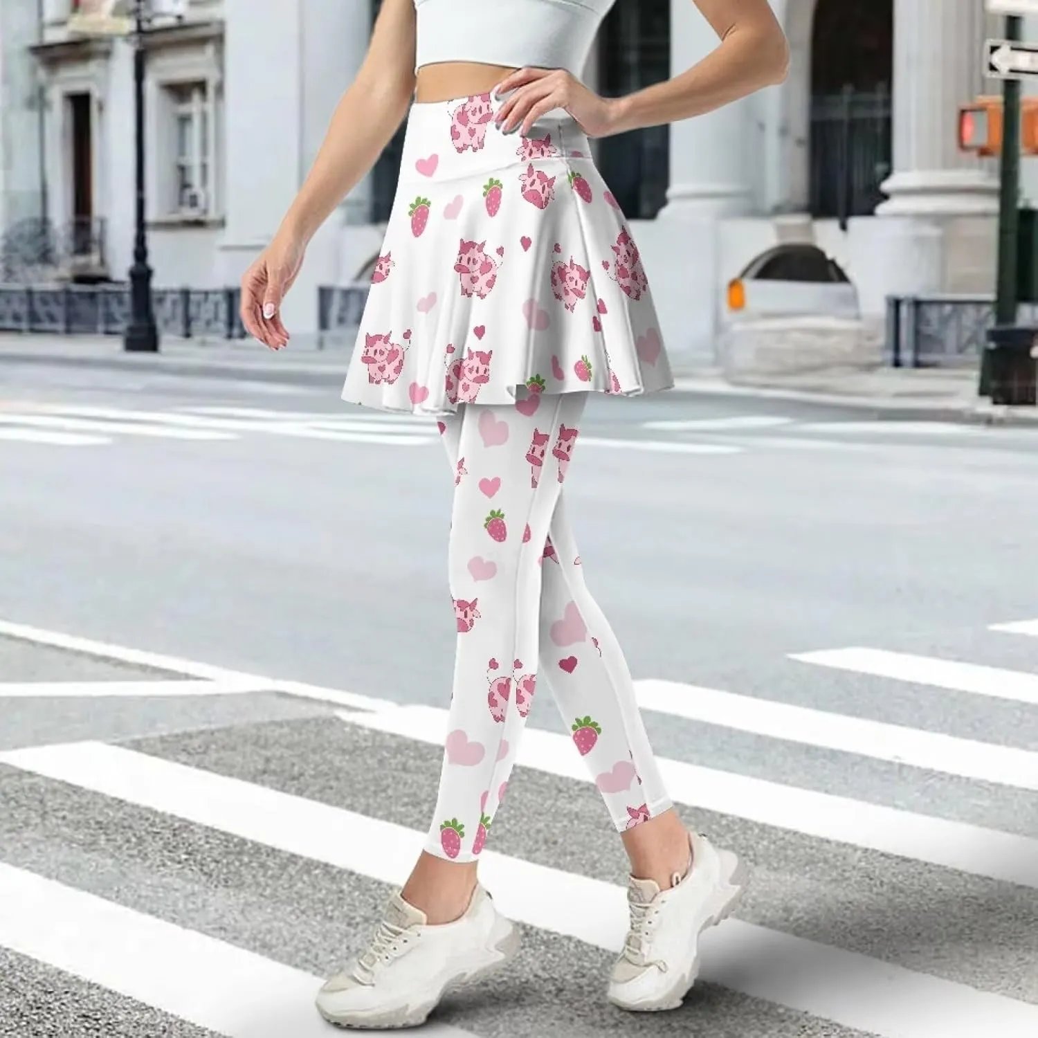 Poceacles Skirted Leggings for Women Skirted Yoga Leggings High Waisted Tennis Skirts with Leggings Yoga Running Golf Skirts