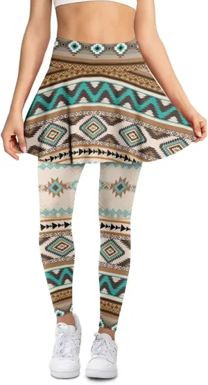 Poceacles Skirted Leggings for Women Skirted Yoga Leggings High Waisted Tennis Skirts with Leggings Yoga Running Golf Skirts