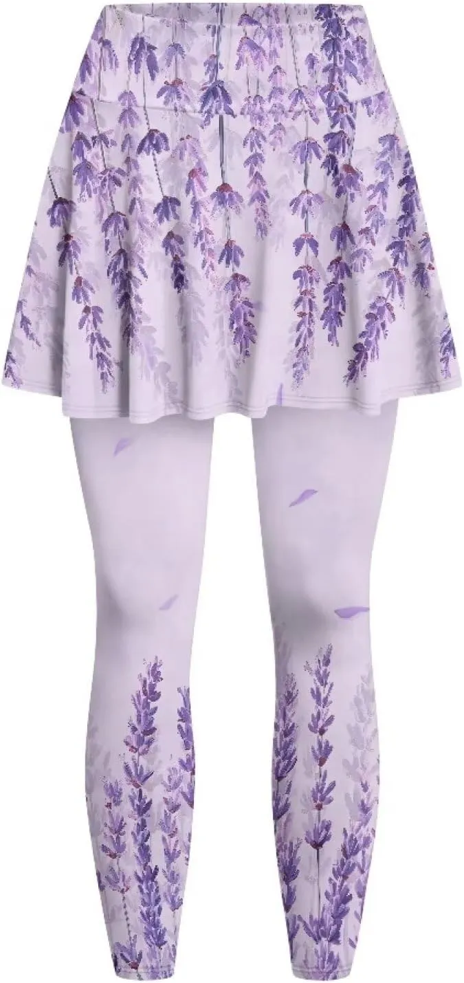 Poceacles Skirted Leggings for Women Tennis Skirted Leggings Spandex Running Golf Skirts Leggings with Mini Skirt Tights