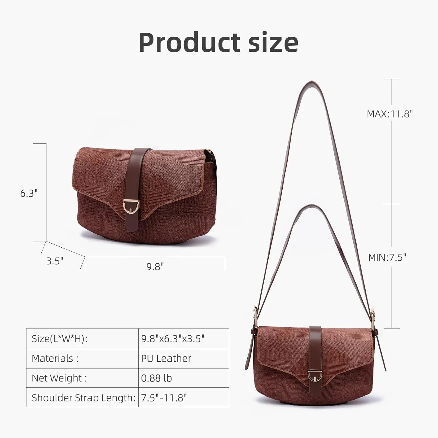 Prettyzys Shoulder Bag for Women Trendy Purse Hobo Tote Handbag Small Clutch Purse Vegan Leather With Adjustable Strap.
