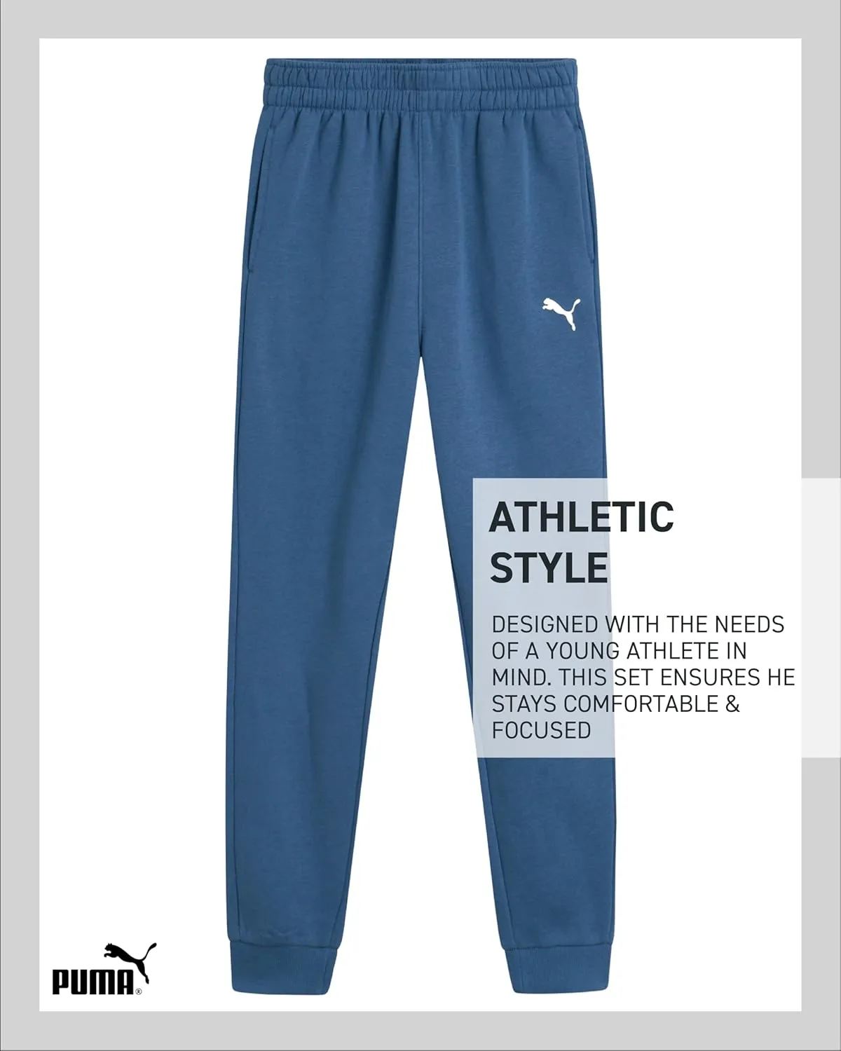 PUMA Boys' Jogger Set - 2 Piece Soft Fleece Pullover Crewneck Sweatshirts and Sweatpants For Boys - Casual Active Set (4-16)
