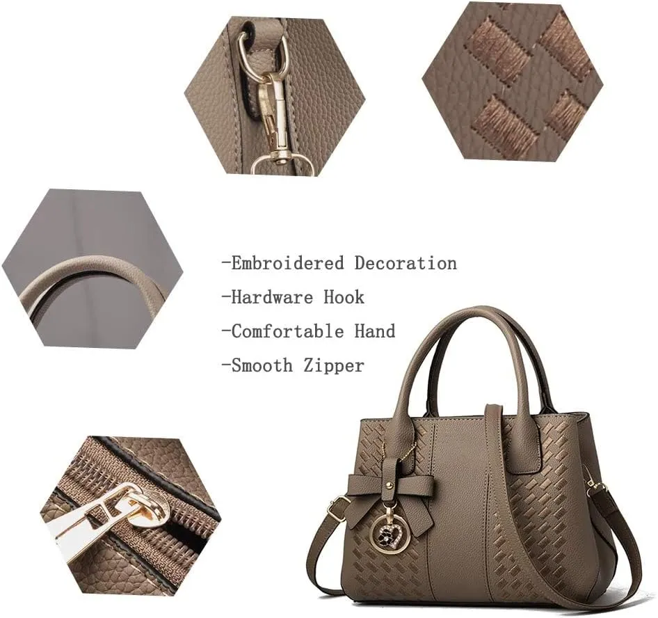 Purses And Handbags For Women Fashion Ladies Solid Color Pu Leather Top Handle Satchel Cross Body Shoulder Tote Bag