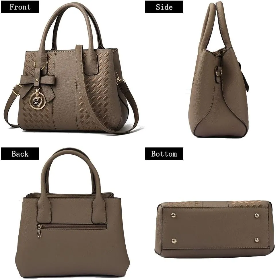 Purses And Handbags For Women Fashion Ladies Solid Color Pu Leather Top Handle Satchel Cross Body Shoulder Tote Bag