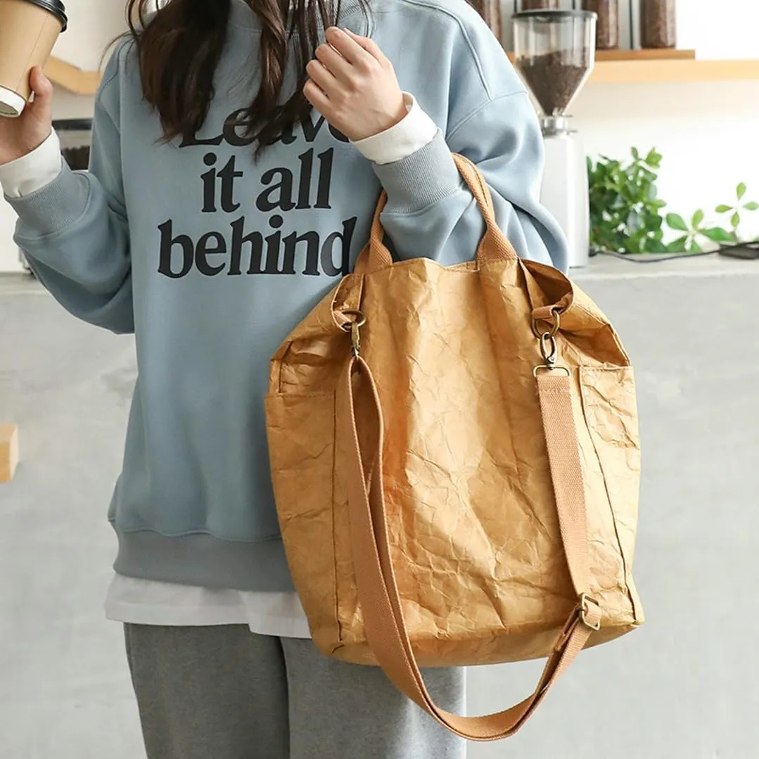 PVC Tote Bag Women Slouchy Kraft Paper Hobo Bags Satchels Crescent Shoulder Bag Crossbody Purse Top-handle Tote Handbag