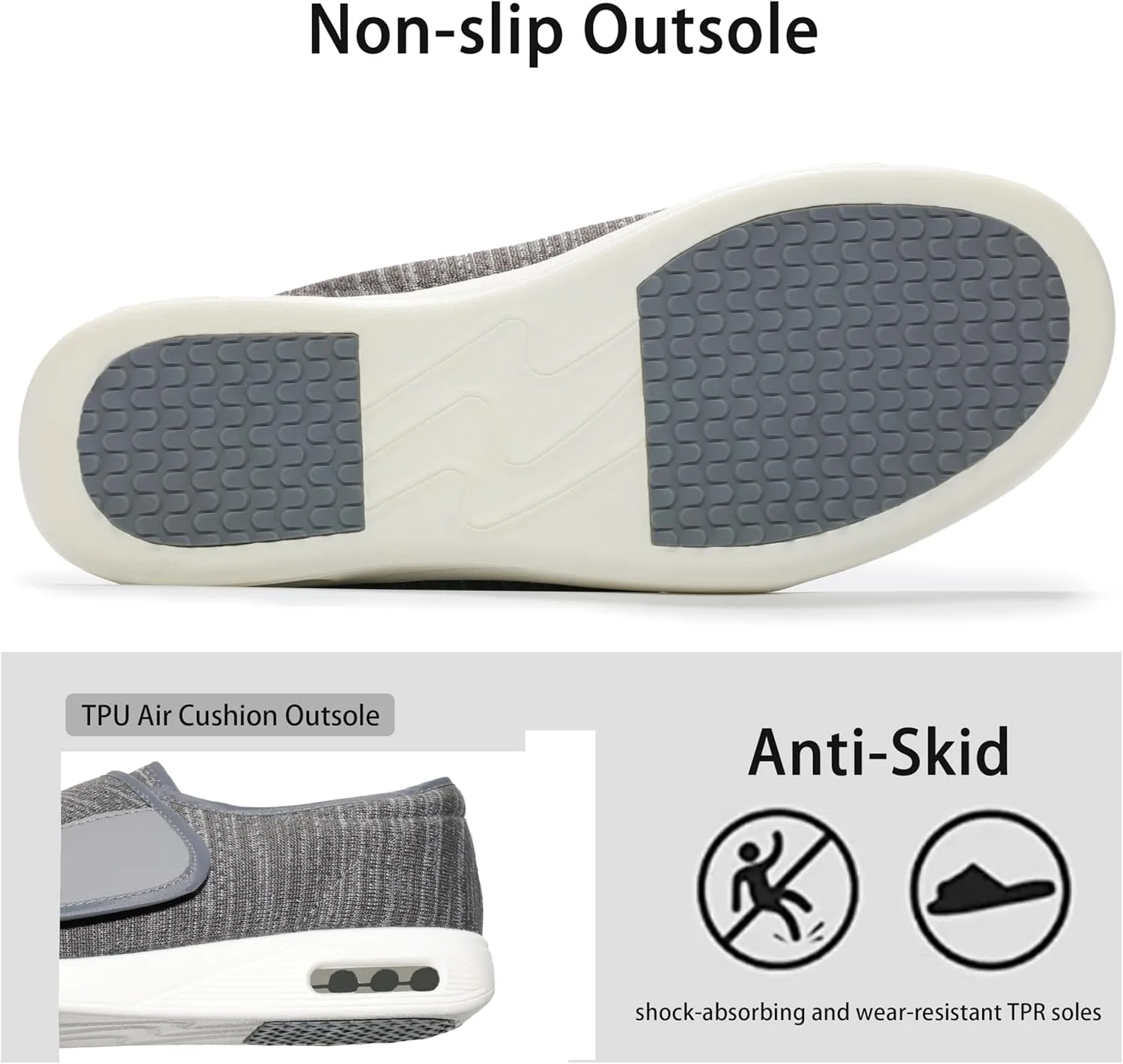QHBPMGAD Women's Diabetic Shoes, Wide Width Elderly Sneakers for Women, Adjustable Hook and Loop Closure Non-Slip Breathable, Swollen Feet Walking Edema Shoes