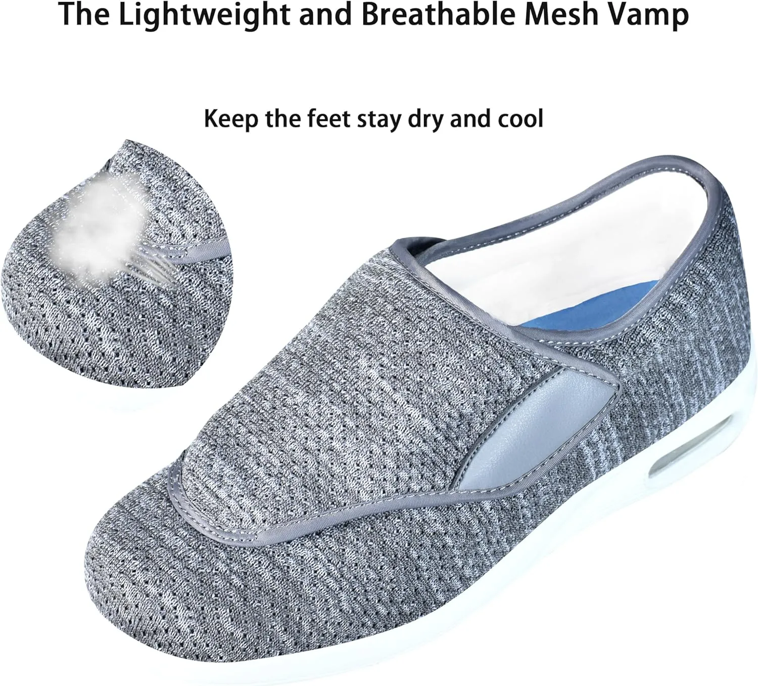 QHBPMGAD Women's Diabetic Shoes, Wide Width Elderly Sneakers for Women, Adjustable Hook and Loop Closure Non-Slip Breathable, Swollen Feet Walking Edema Shoes