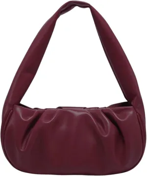 QWINEE Women's Y2K Soft Leather Shoulder Bag Trendy Ruched Hobo Bags Retro Top Handle Clutch Handbags