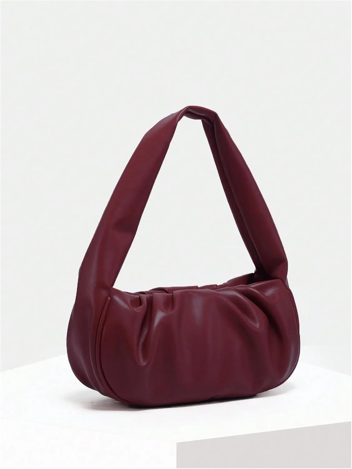 QWINEE Women's Y2K Soft Leather Shoulder Bag Trendy Ruched Hobo Bags Retro Top Handle Clutch Handbags