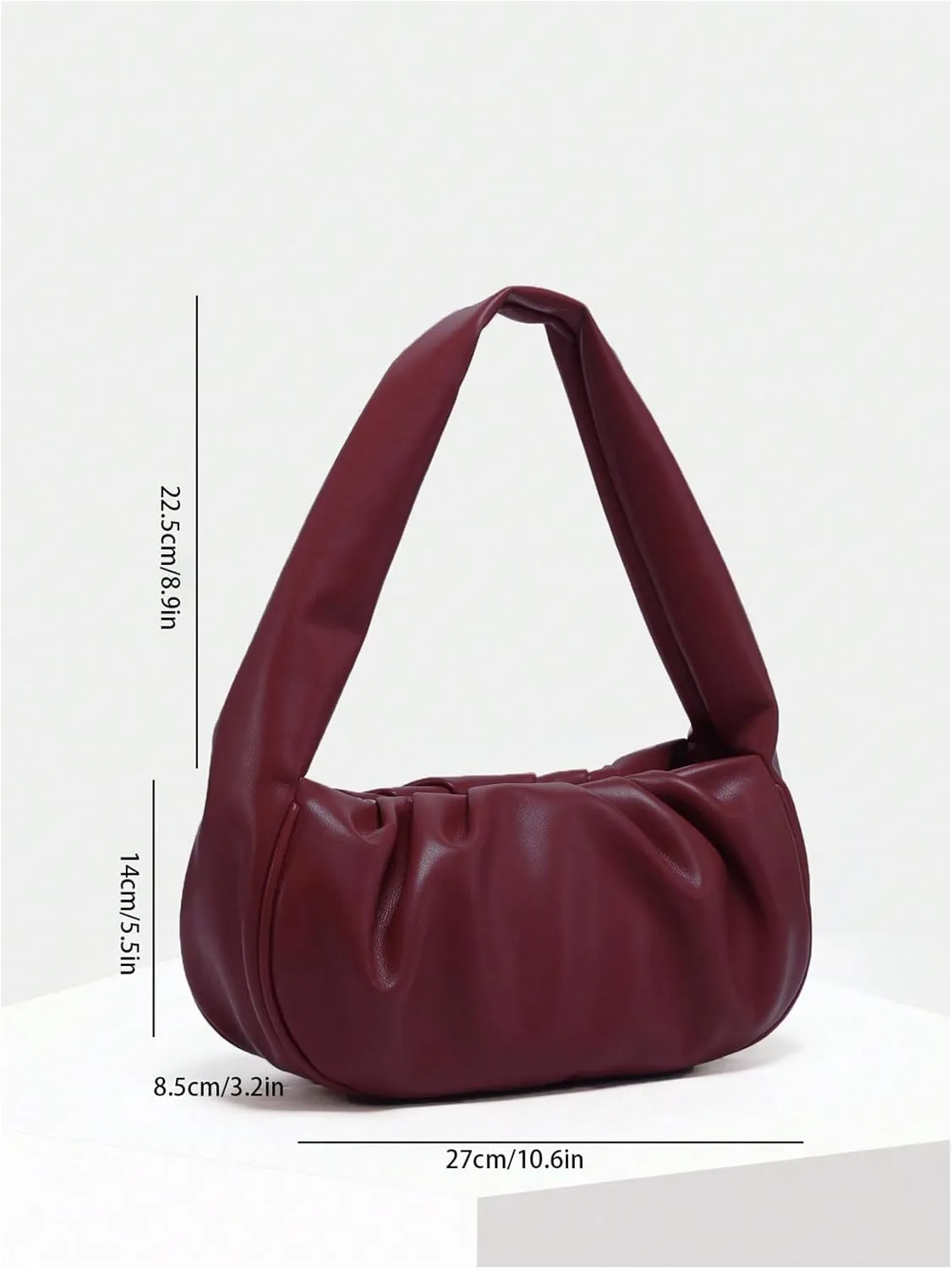 QWINEE Women's Y2K Soft Leather Shoulder Bag Trendy Ruched Hobo Bags Retro Top Handle Clutch Handbags