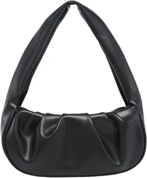 QWINEE Women's Y2K Soft Leather Shoulder Bag Trendy Ruched Hobo Bags Retro Top Handle Clutch Handbags