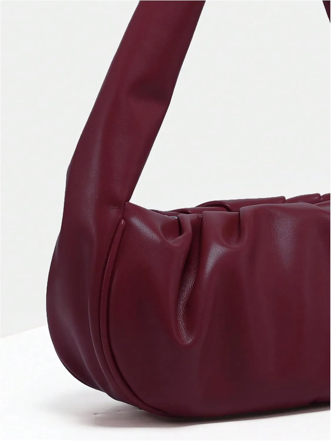 QWINEE Women's Y2K Soft Leather Shoulder Bag Trendy Ruched Hobo Bags Retro Top Handle Clutch Handbags