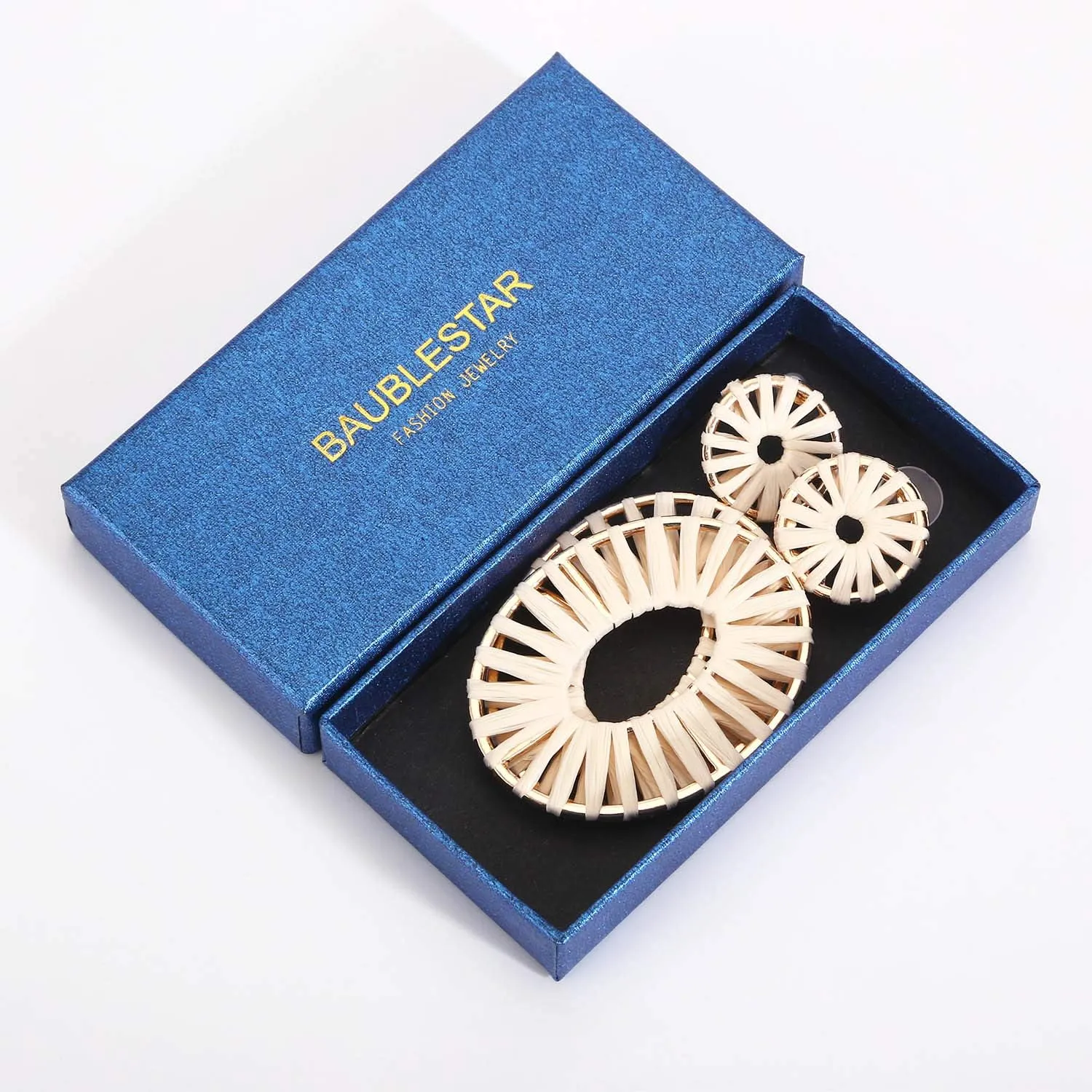 Raffia Tassel Hoop Drop Earrings Handmade Fashion Statement Jewelry for Women