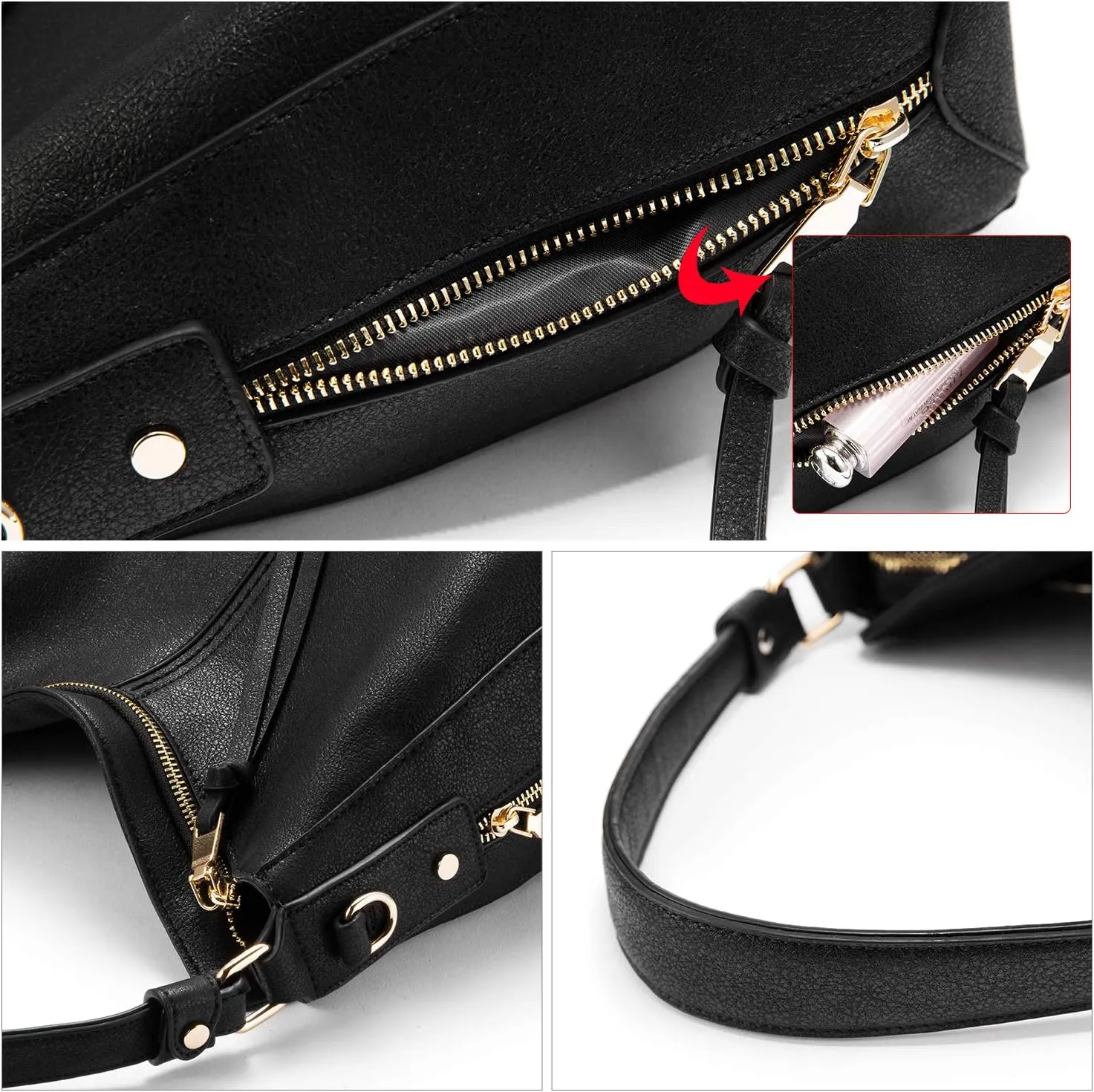 Realer Hobo Crossbody Bags for Women Designer Faux Leather Hobo Handbags Retro Large Size Shoulder Bag Bucket Purse