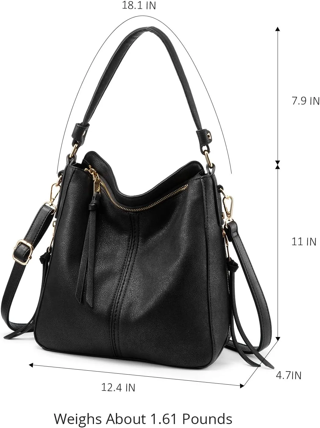 Realer Hobo Crossbody Bags for Women Designer Faux Leather Hobo Handbags Retro Large Size Shoulder Bag Bucket Purse
